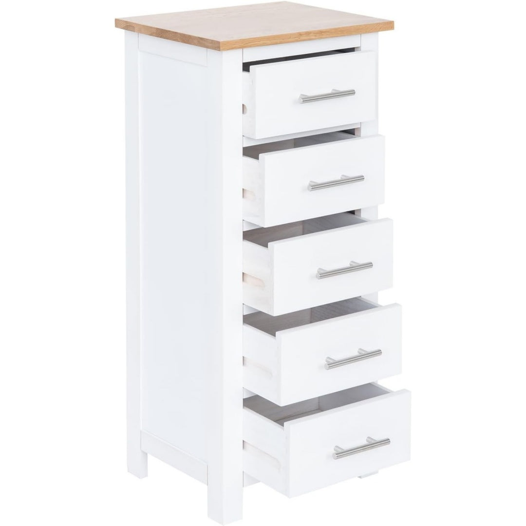 Commode gris clair pour coin nuit 5 tiroirs