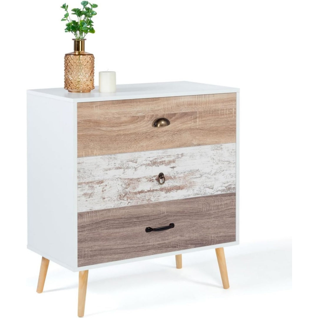 Commode gris clair finition tissu