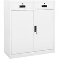 Armoire gris clair, rangement, deux tiroirs, usage domestique