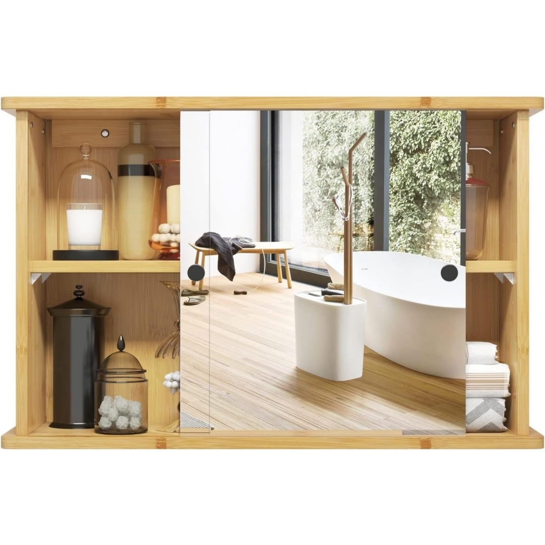 Armoire miroir marron avec etageres reglables 55 x 14 x 35.5 cm