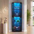Vitrine d'exposition marron 4 etageres, ideal pour salon et cuisine