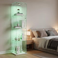 Meuble de rangement vitrine gris, une porte, quatre etageres
