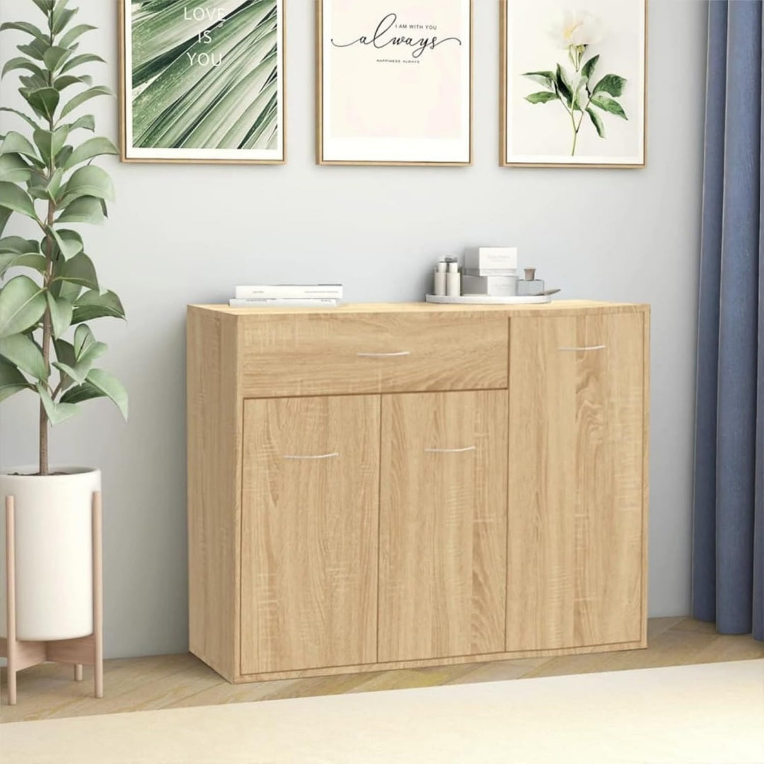 Beige buffet lignes epurees avec 3 portes