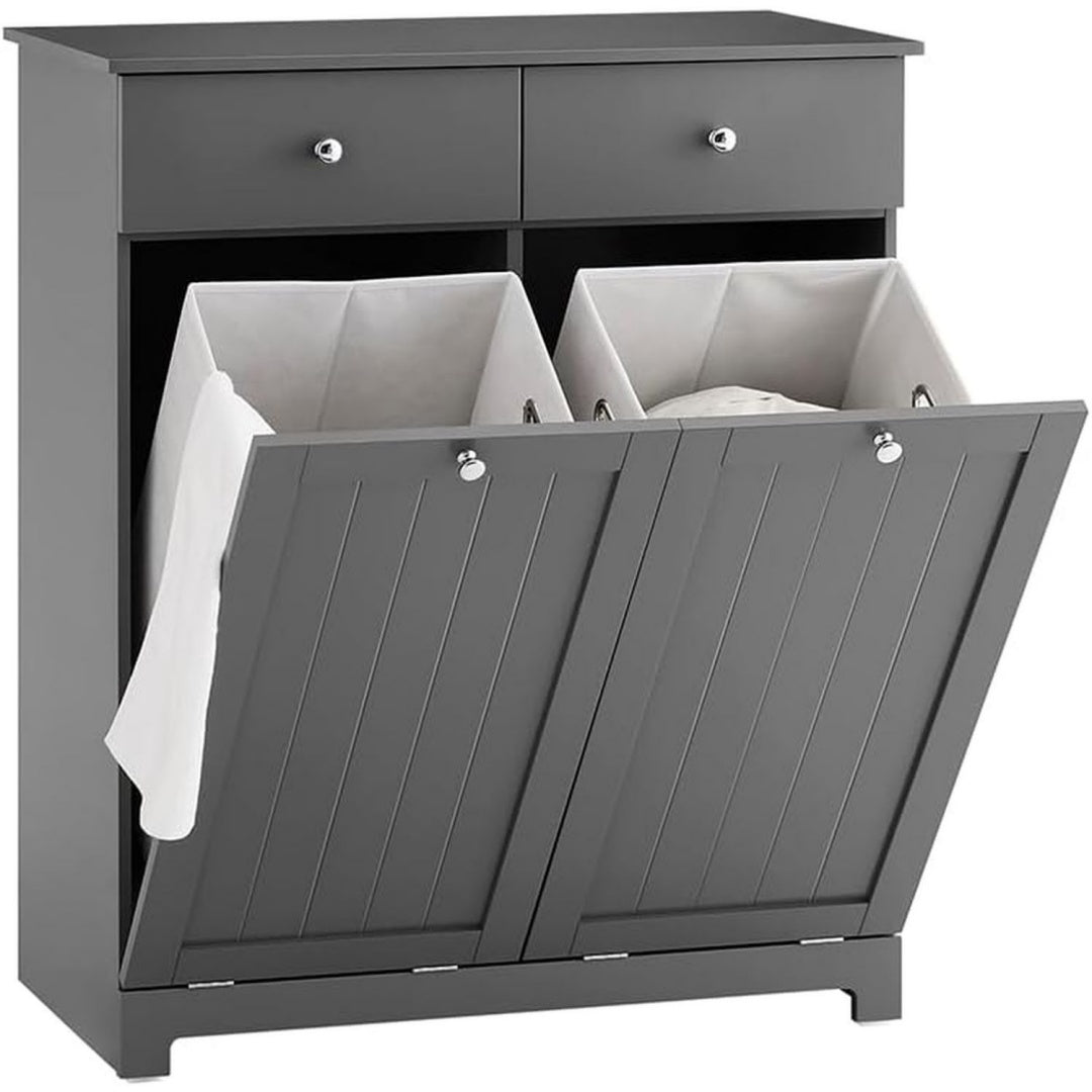 Buffet gris fonce en MDF, design scandinave, rangement optimise