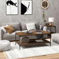 Table basse gris clair elegant acier 80 x 50 x 40 cm