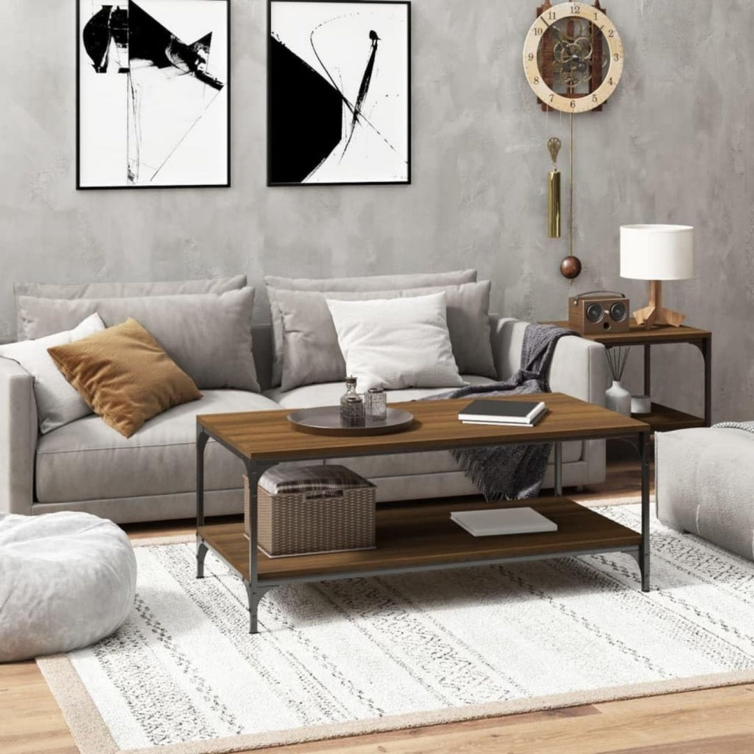 Table basse gris clair elegant acier 80 x 50 x 40 cm