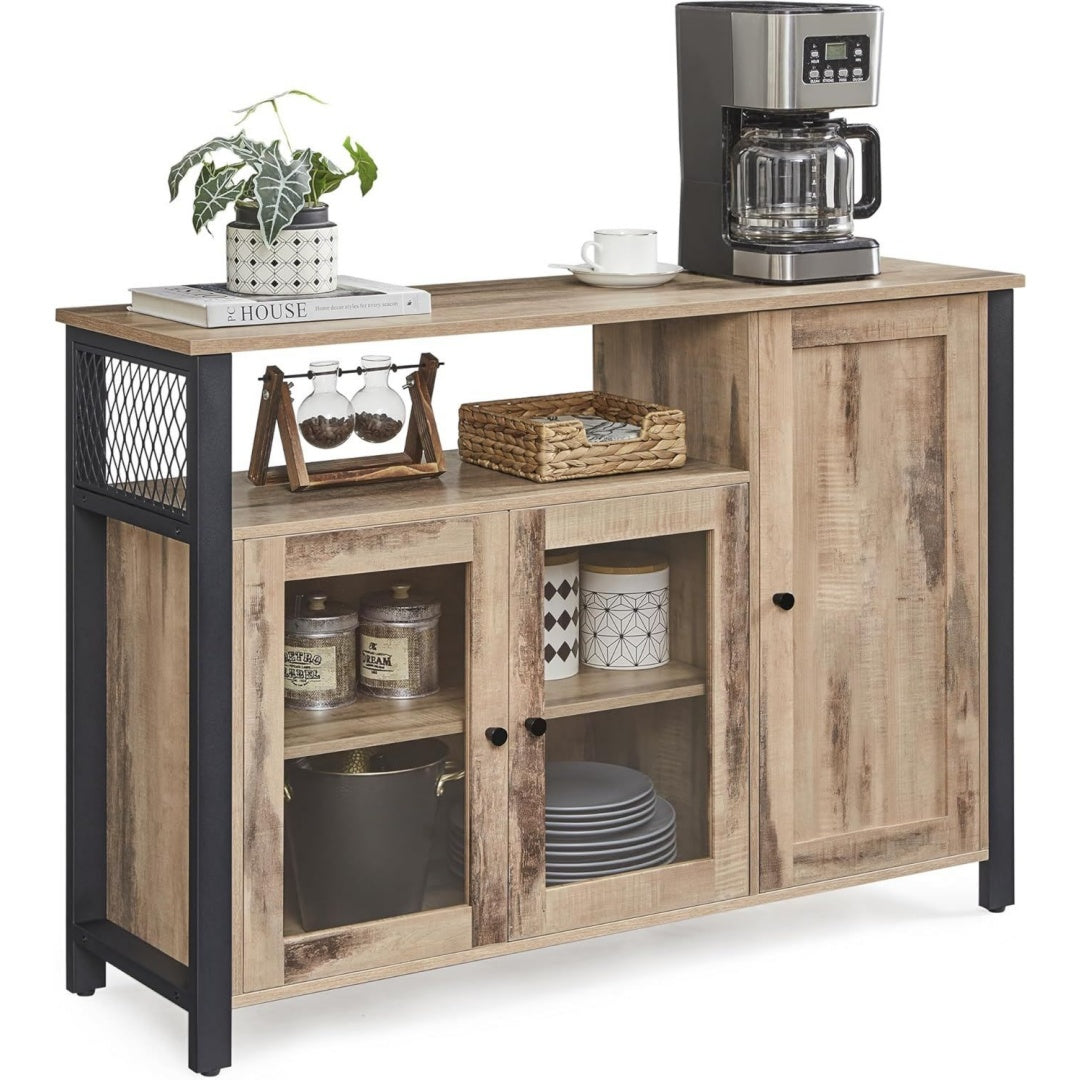 33 x 110 x 75 cm buffet marron avec portes vitrees