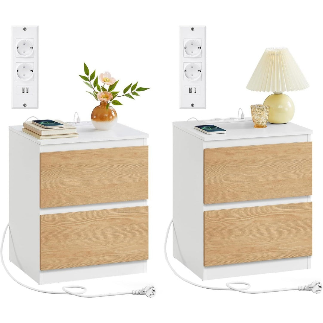Chevet gris clair USB minimaliste
