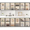 Bibliotheque gris clair avec 12 portes et 6 tiroirs
