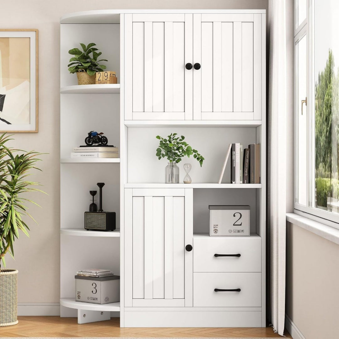 Style Scandinave, vitrine dexposition gris clair en panneau de particules