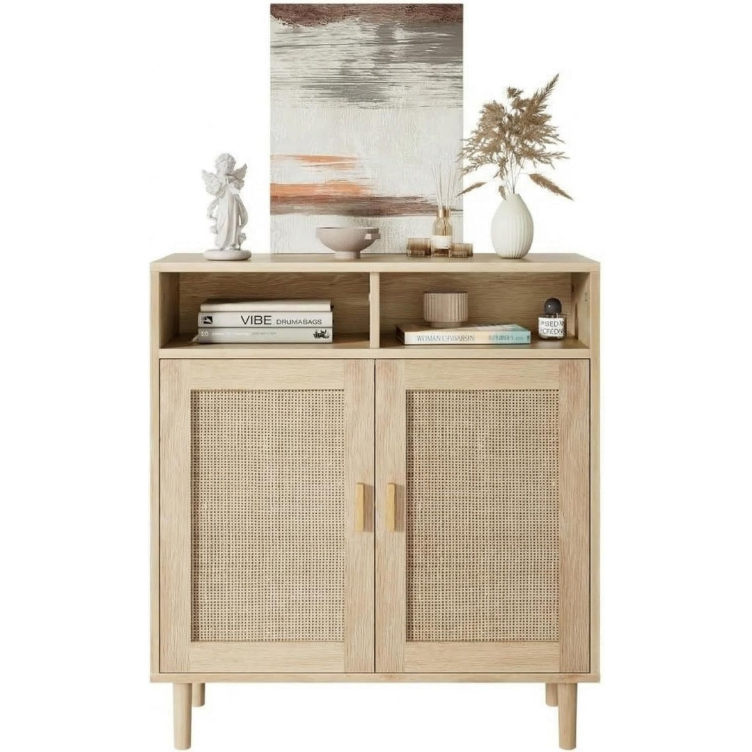Buffet chaleureux contemporain en bois beige
