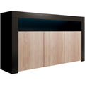 Meuble TV beige melamine, 155 cm de large a 3 portes