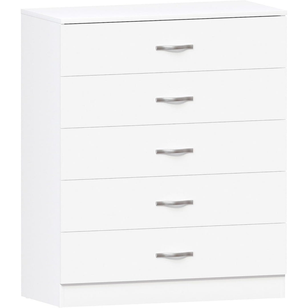 Commode en noyer et metal avec 5 tiroirs