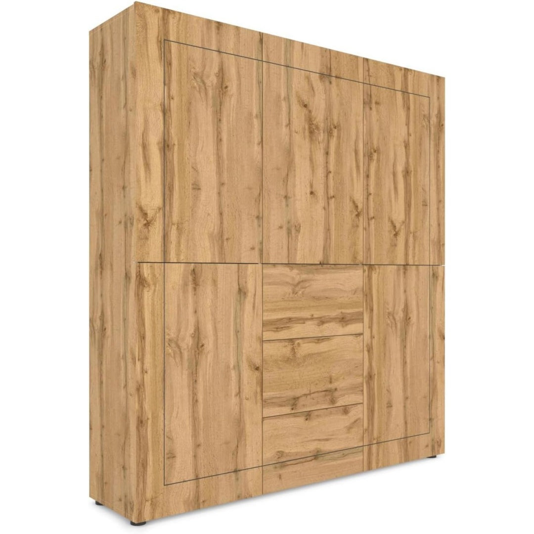 Buffet Finition chene marron 5 portes et 3 tiroirs