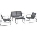 Salon de jardin gris avec plateau en verre trempe