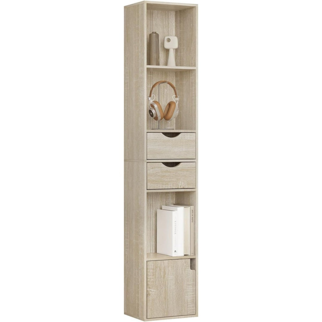 etagere bibliotheque marron avec 2 tiroirs