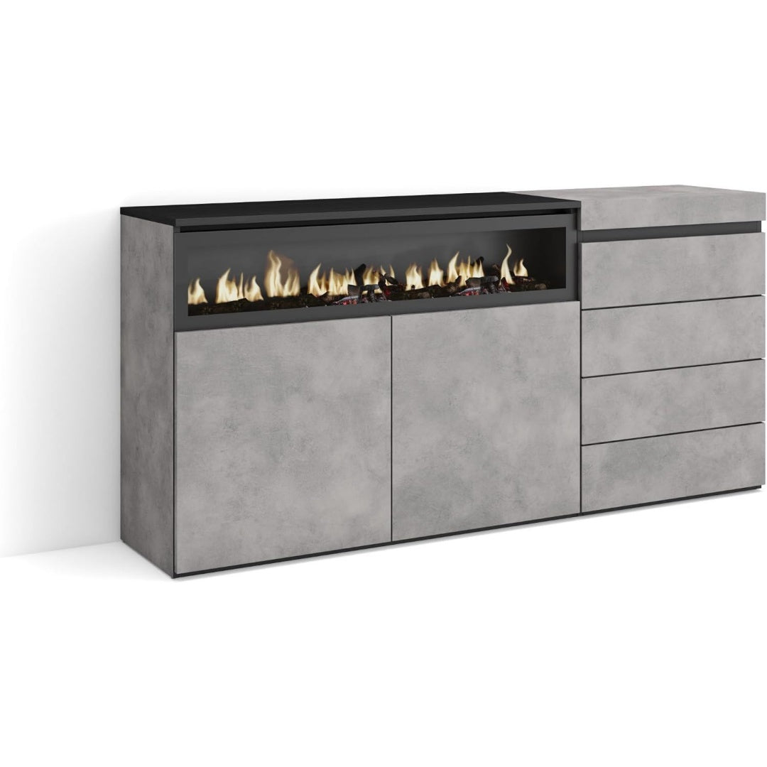 Commode a 2 portes gris 157 x 75 x 35 cm